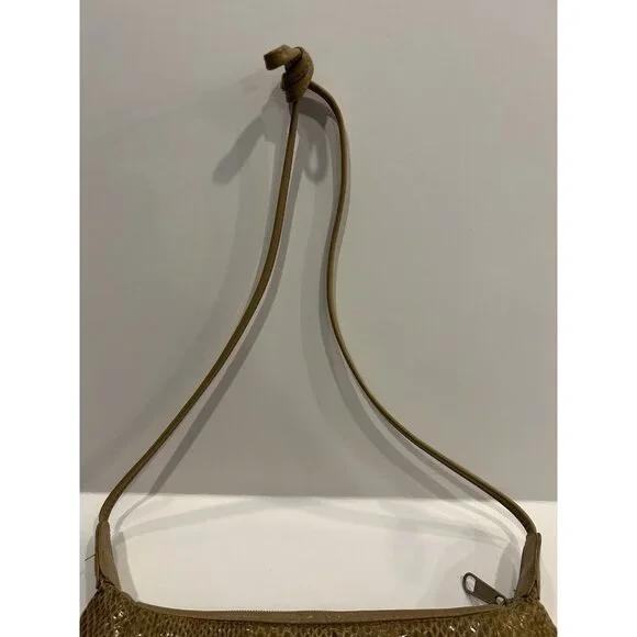 Clemente Vintage Snake Skin Shoulder Purse Tan / Brown With Strap Zipper Closure - Picture 6 of 16